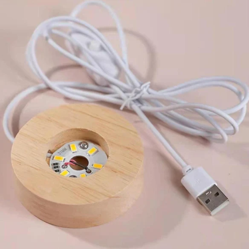 3D Crystal Saturn Warm Led with Wood Base