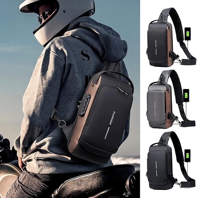 Premium Crossbody Sling Bag for Men & Women – With USB Charging & Pin Lock