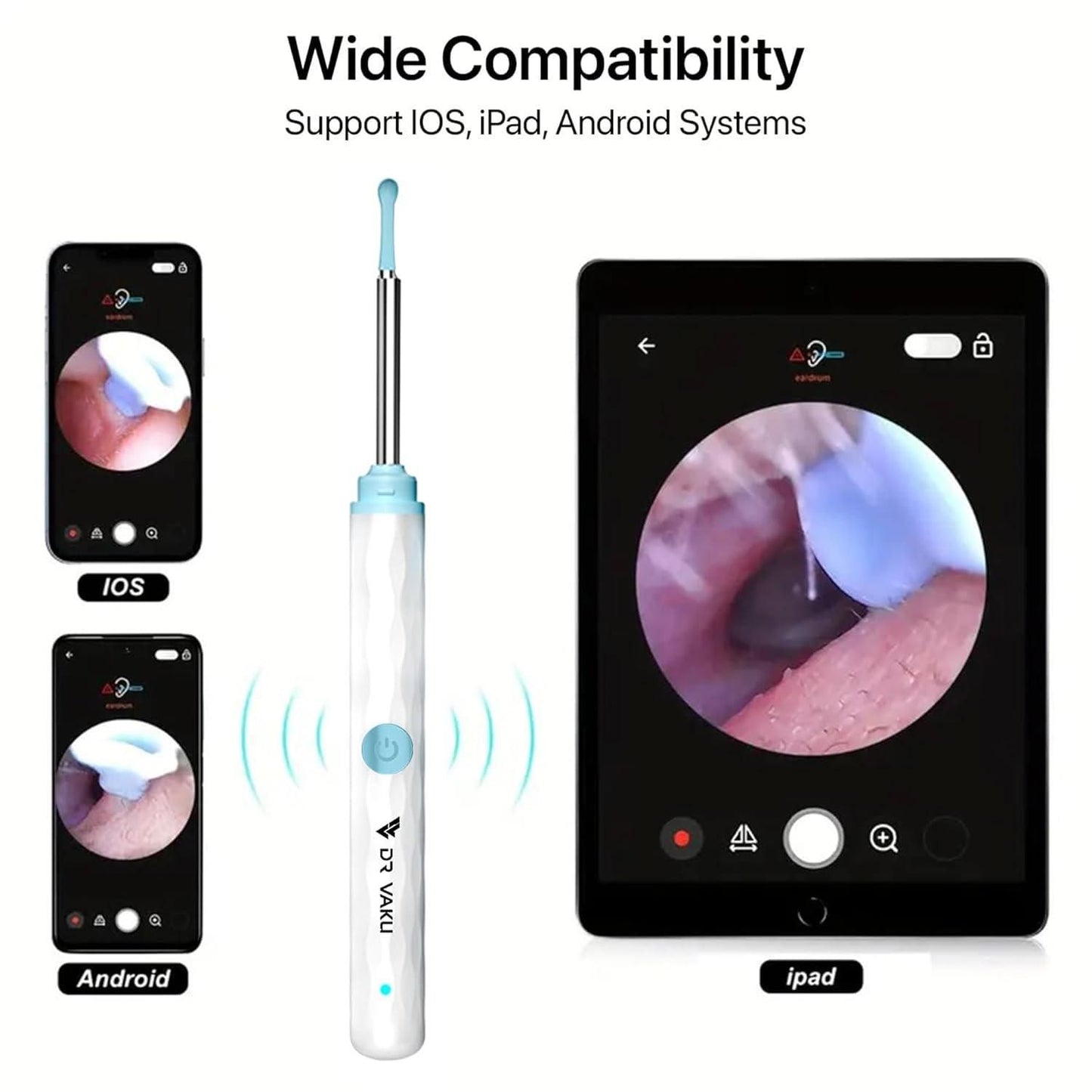 Smart Visual Ear Wax Cleaner with WiFi Otoscope | HD Camera, 6 Silicone Tips, 8-in-1 Ear Cleaning Kit, Type-C Rechargeable – Compatible with Android & iOS