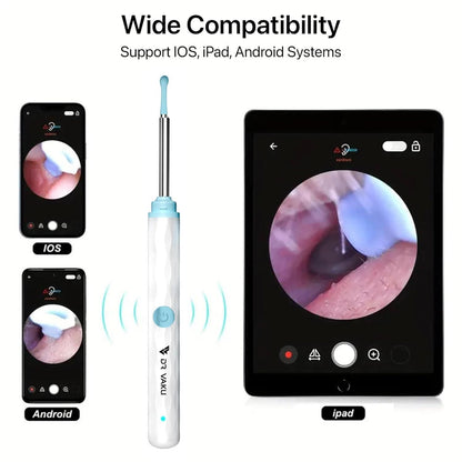 Smart Visual Ear Wax Cleaner with WiFi Otoscope | HD Camera, 6 Silicone Tips, 8-in-1 Ear Cleaning Kit, Type-C Rechargeable – Compatible with Android & iOS