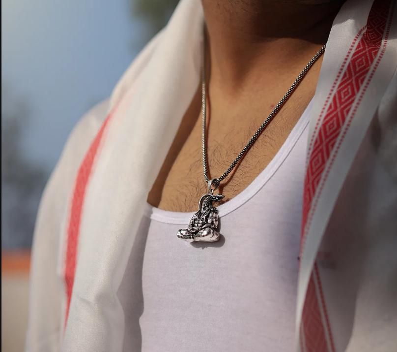 Pawanputra Hanuman Ji Silver Pendant and Necklace for Men and Women