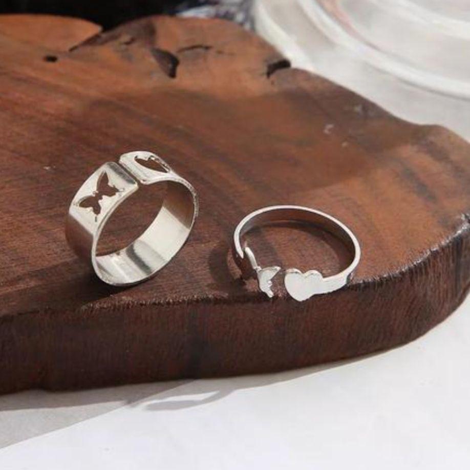 Heart Butterfly Couple Ring