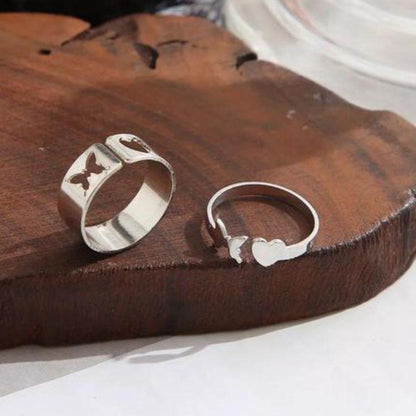 Heart Butterfly Couple Ring