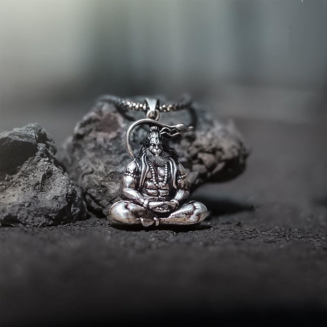 Pawanputra Hanuman Ji Silver Pendant and Necklace for Men and Women