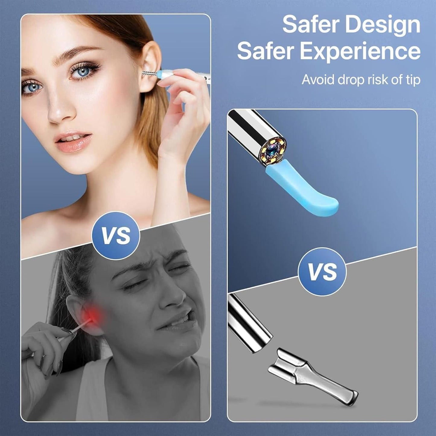 Smart Visual Ear Wax Cleaner with WiFi Otoscope | HD Camera, 6 Silicone Tips, 8-in-1 Ear Cleaning Kit, Type-C Rechargeable – Compatible with Android & iOS