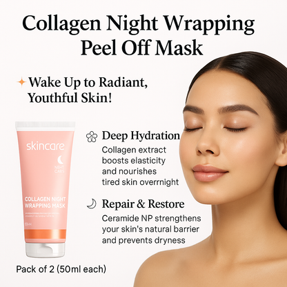Collagen Night Wrapping Peel Off Mask Pack of 2.⚡ Prepaid Offer: Only ₹449! + Free Delivery 🚚