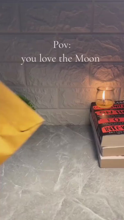 3D Crystal Moon Warm Lamp With Wood Base